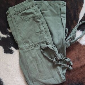 Green Cargo Pants with Adjustable Straps